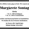 Sontag Margarete 1900-1988 Todesanzeige
